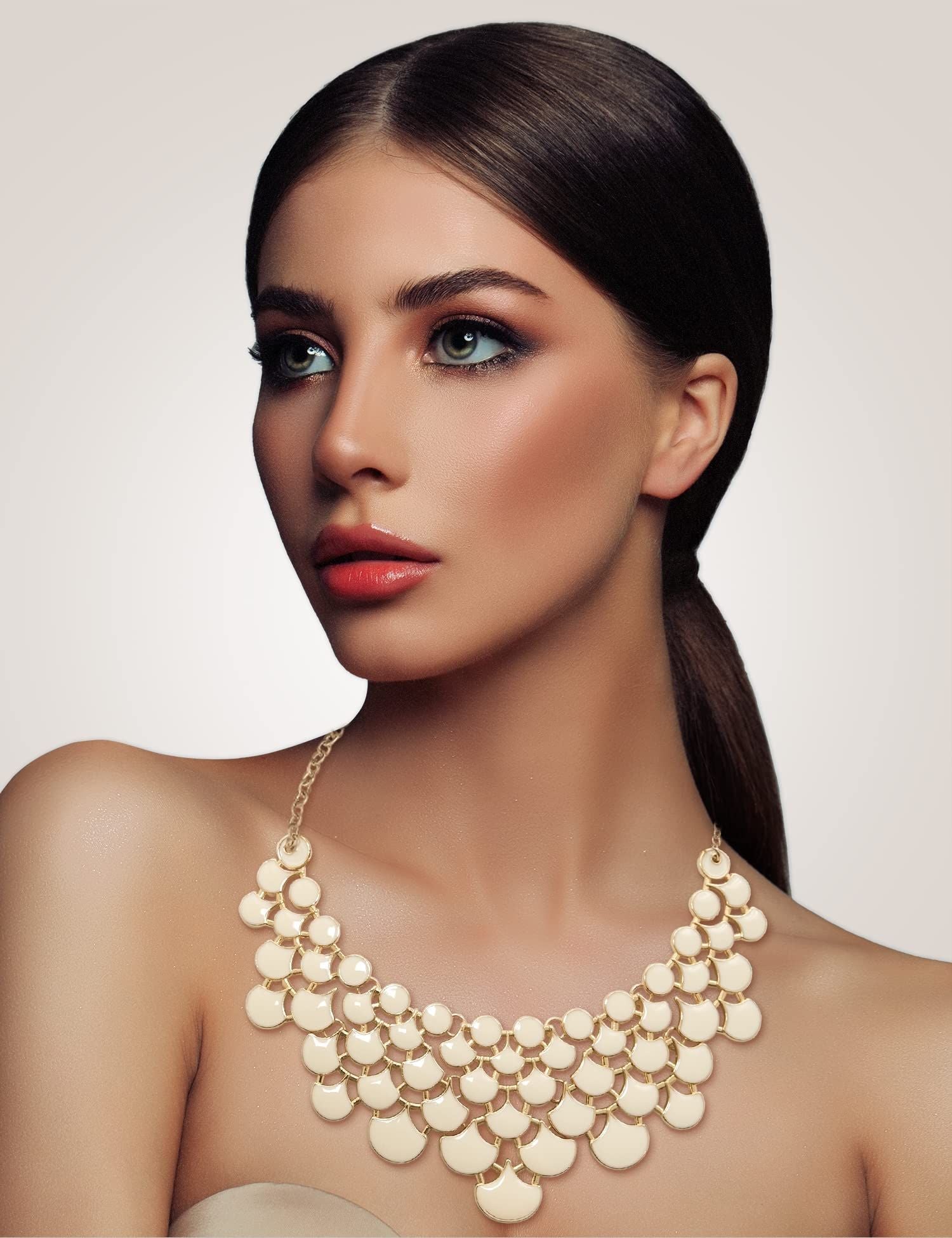 Jane Stone Fashion Statement Collar Necklace Vintage Openwork Bib Costume Jewelry