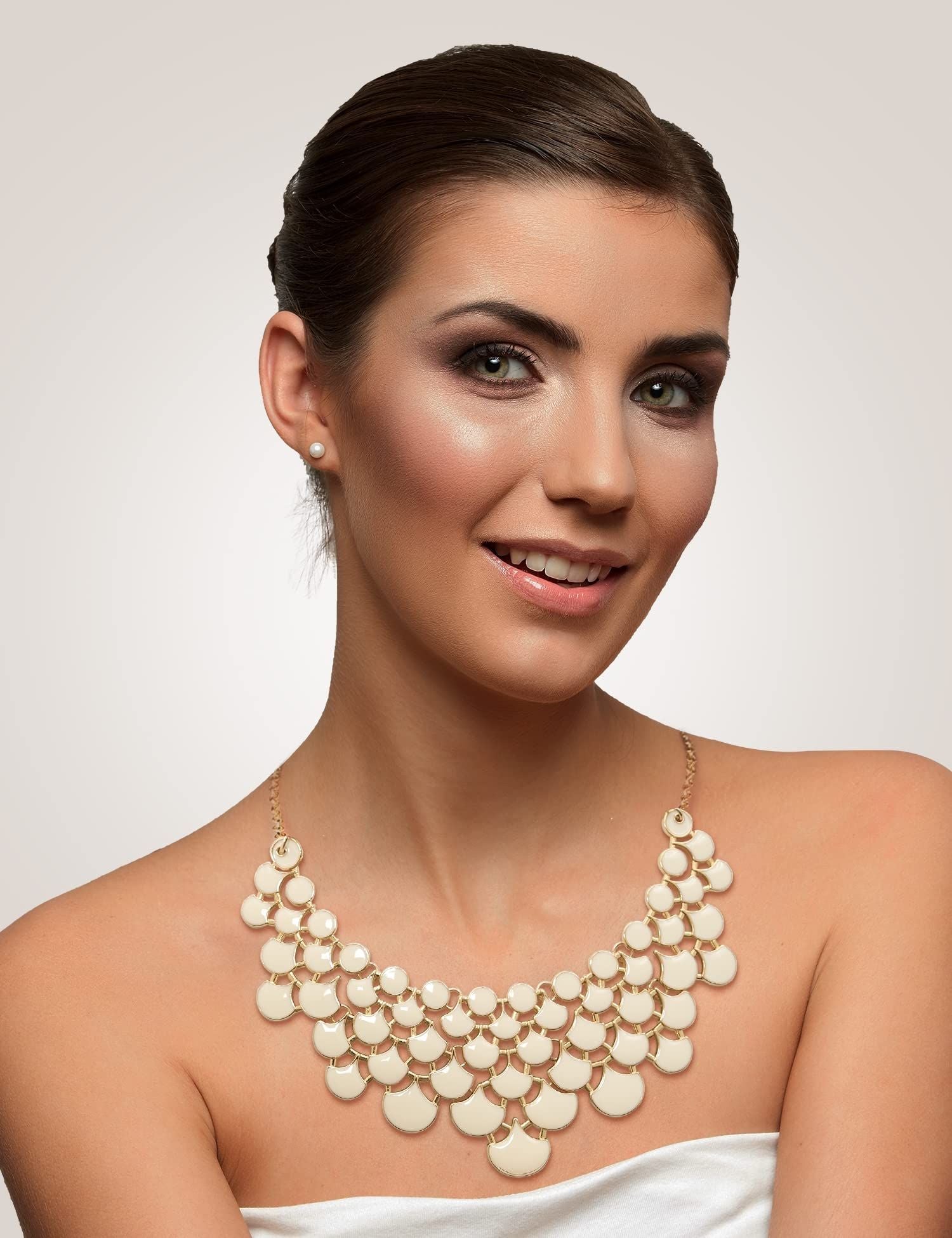 Jane Stone Fashion Statement Collar Necklace Vintage Openwork Bib Costume Jewelry