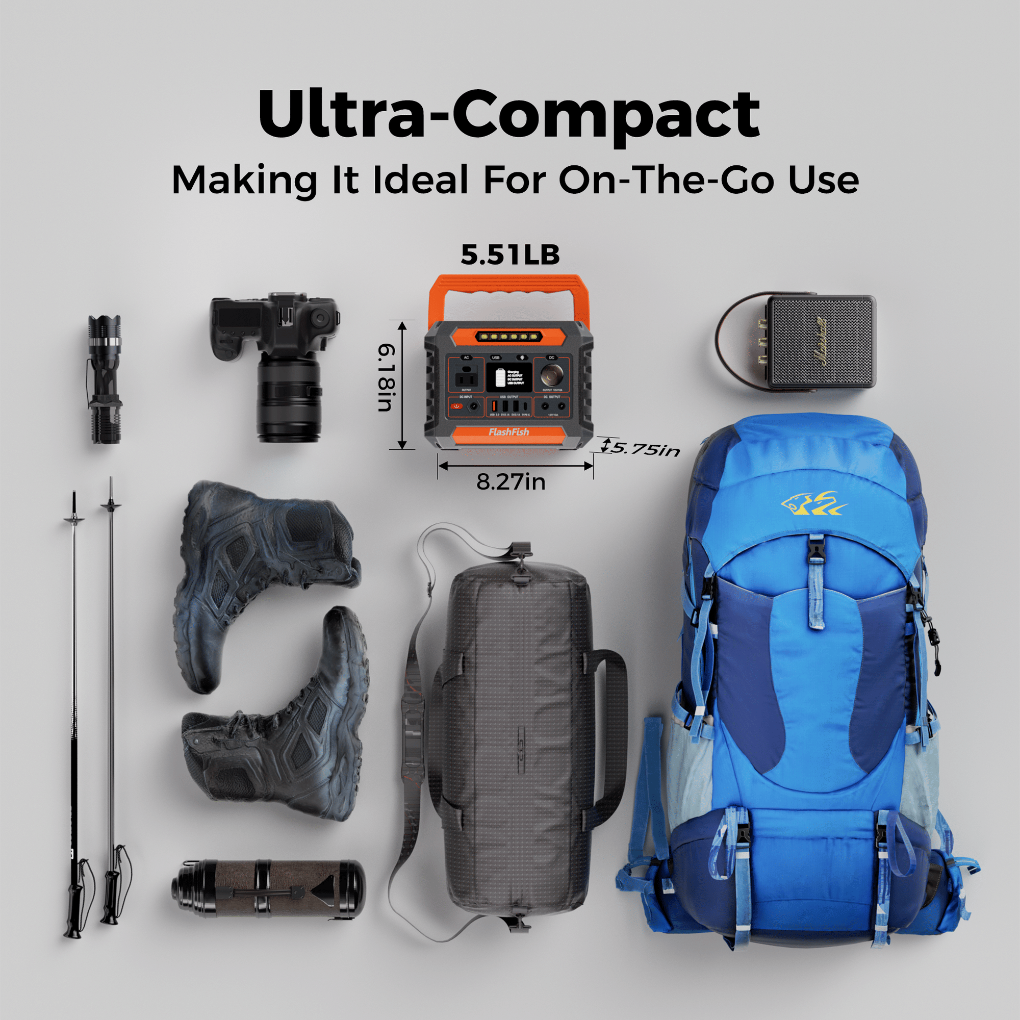 Flashfish P66A 200W Solar Generator, Portable Power Station Battery Pack with AC/USB/DC Output, 144.3Wh Capacity Comes with Multiple Adapters for Camping, Gift Home Emergency and Outdoor Travel