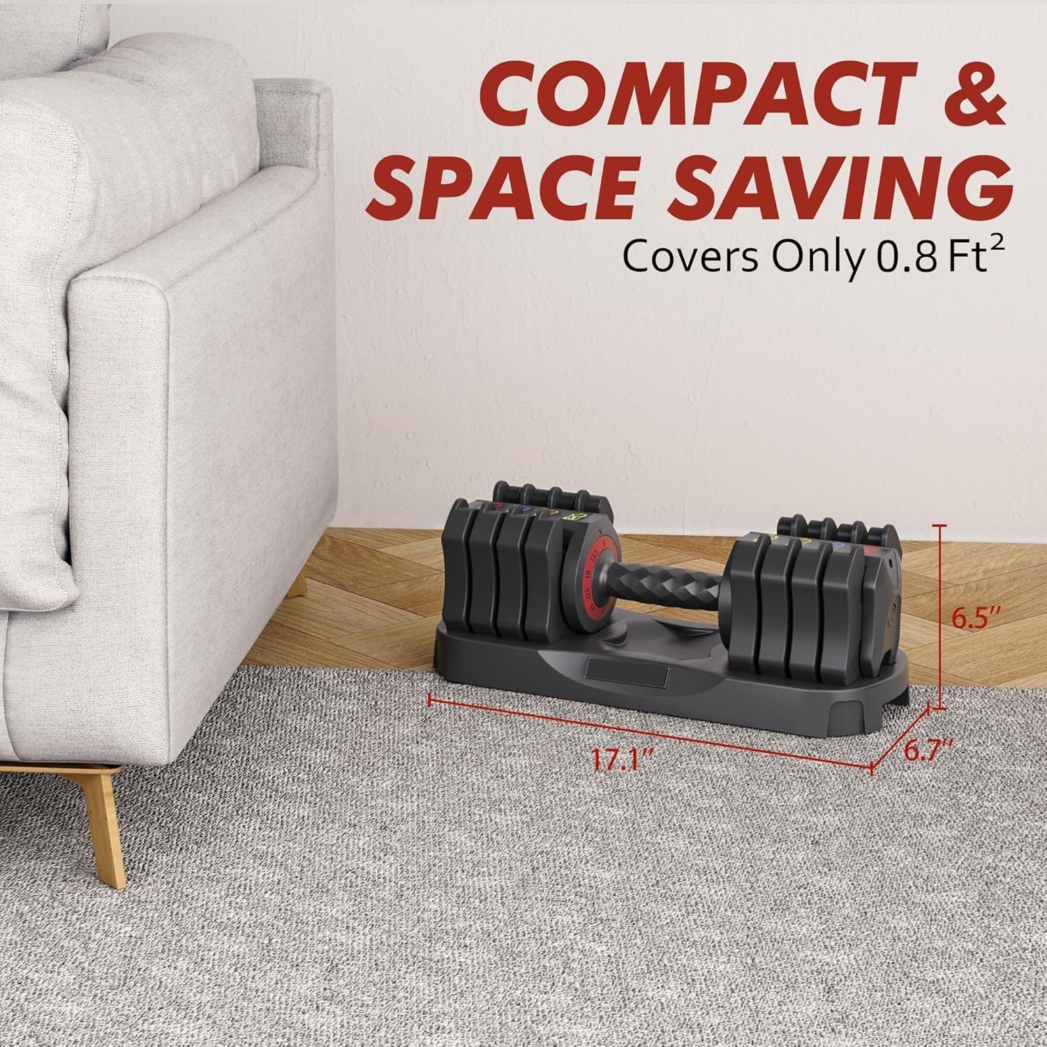 Adjustable Dumbbell Set of 22.5LB Set-1Sec Adjustable Dumbbell Weights-5 in 1 Free Weights Dumbbells Set with Effortless Tray/No-Slip Handle-Compact Size for Women/Men at Home Gym