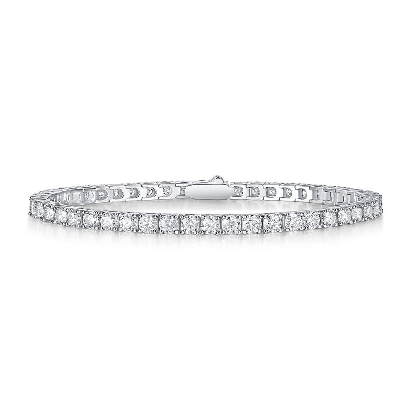 One-of-a-kind - A fashionable bracelet and bracelet jewelry set with 0.1-carat Moissan diamonds, S925 sterling silver and platinum-plated diamonds