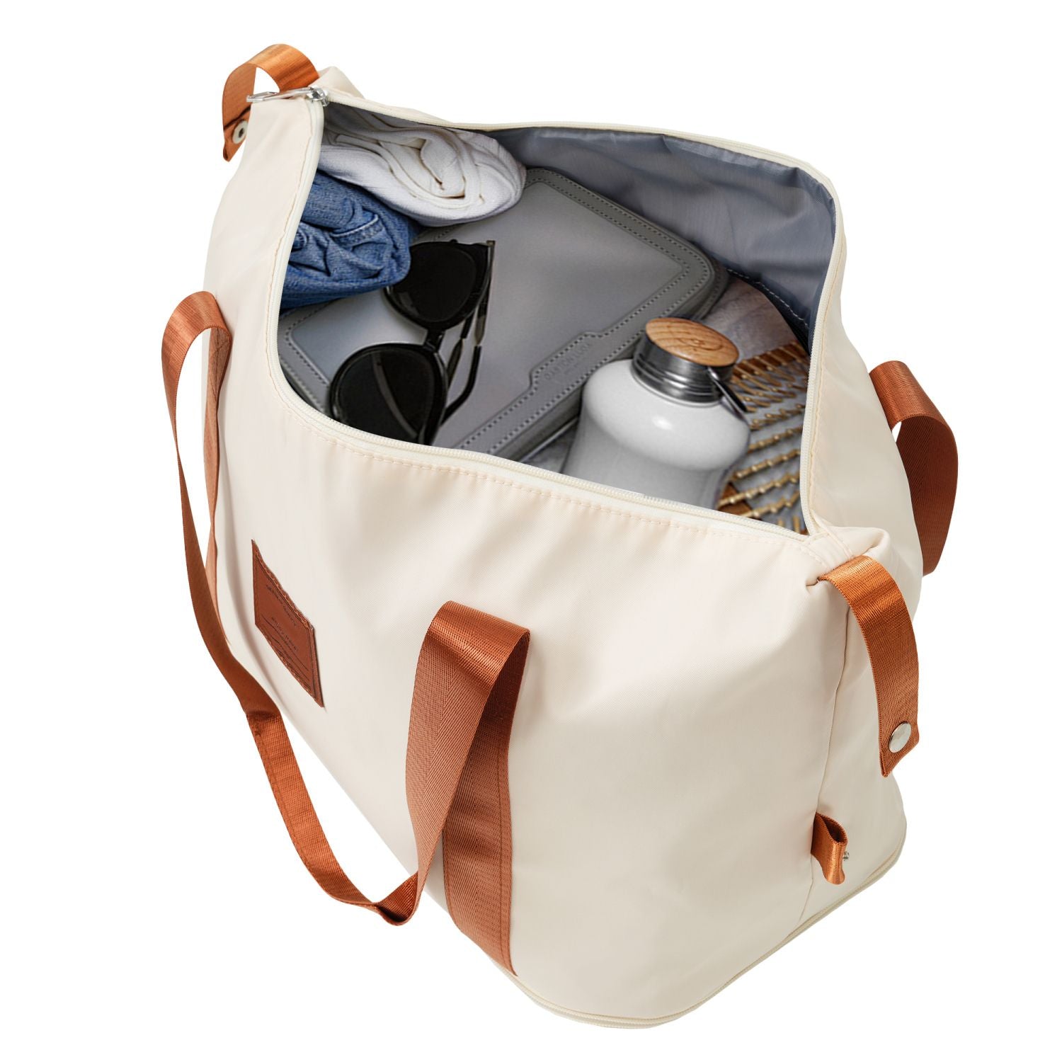 20 Inch Carry On Luggage Set 3 Piece with Spinner Wheels, Lightweight Hardshell ABS Suitcase for Weedend Getaways, Business Travel, White Brown