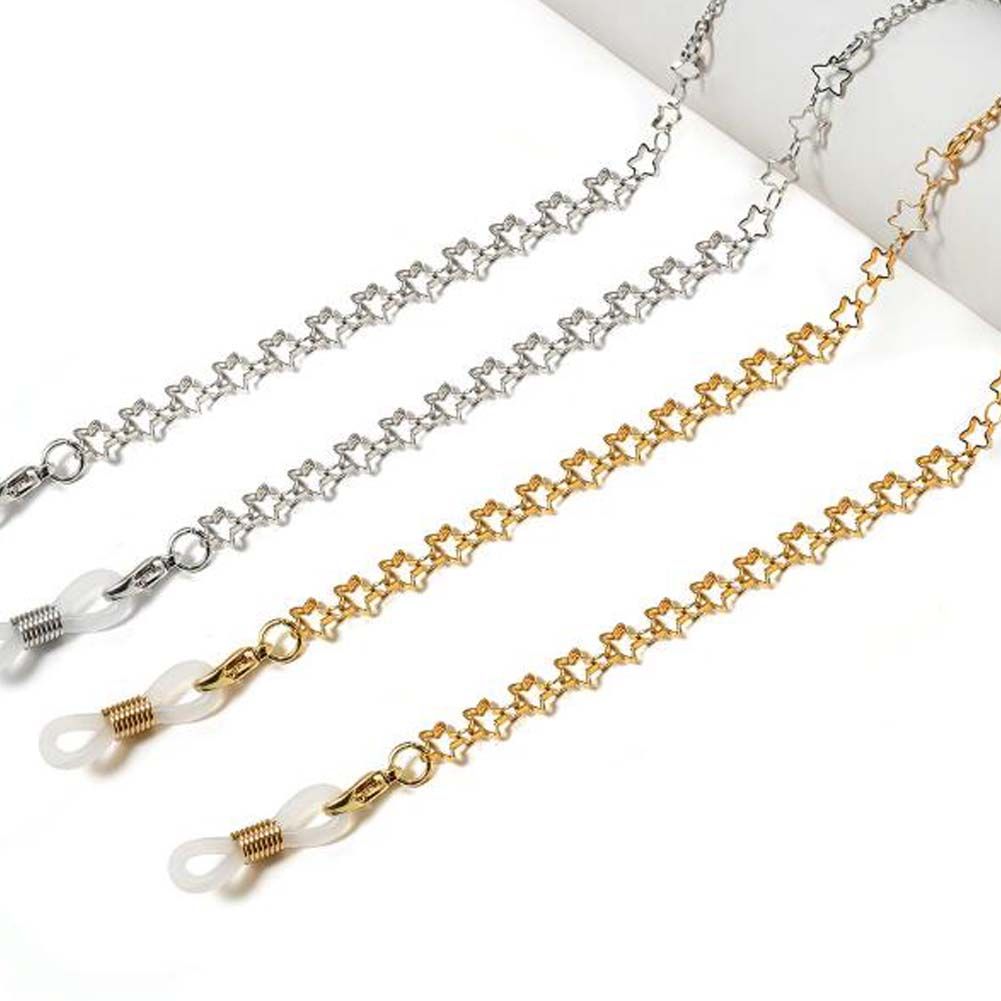 2 Pcs Gold Silver Metal Eyeglass Chain Stars Multipurpose Reading Glasses Chain Necklace String Sunglasses Neck Strap Holder