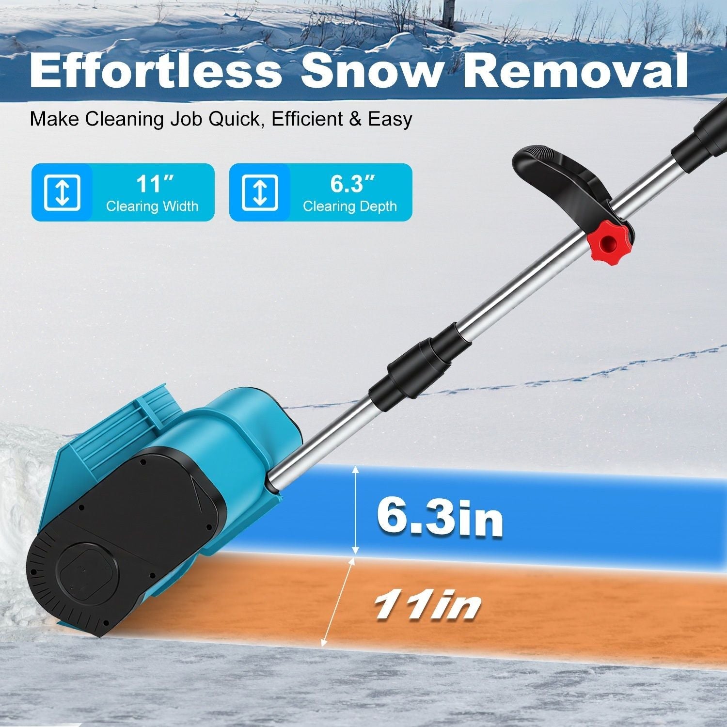 7.17lbs Lightweight Cordless Snow Shovel, 800W High Power Foldable Snow Thrower with Safety Goggles & Gloves for Winter Driveway Patio Cleaning