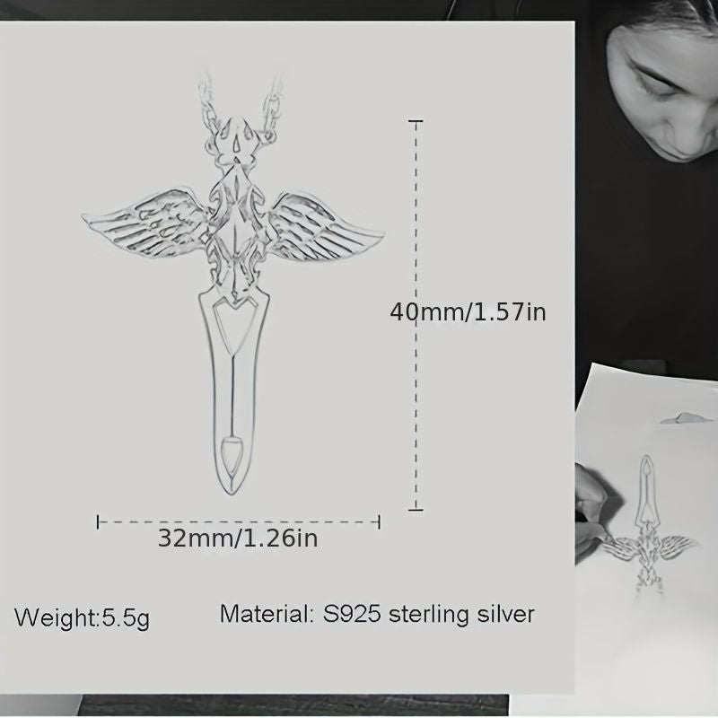 1pcs men's vintage necklace, angel necklace, 925 silver