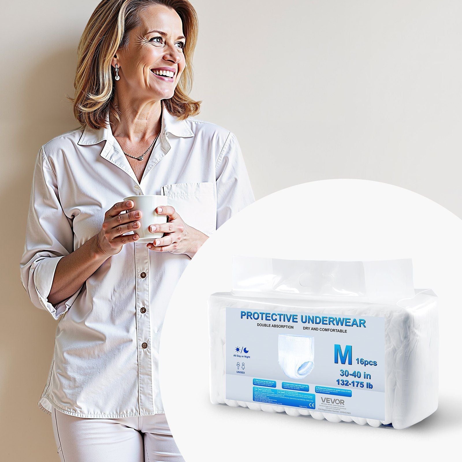 Adult Incontinence Underwear Protective Underwear for Men & Women M Size