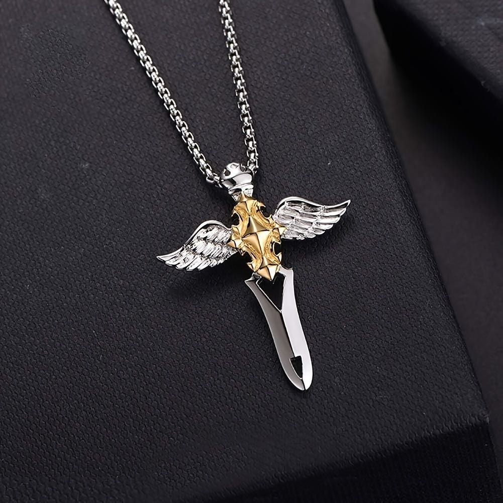 1pcs men's vintage necklace, angel necklace, 925 silver