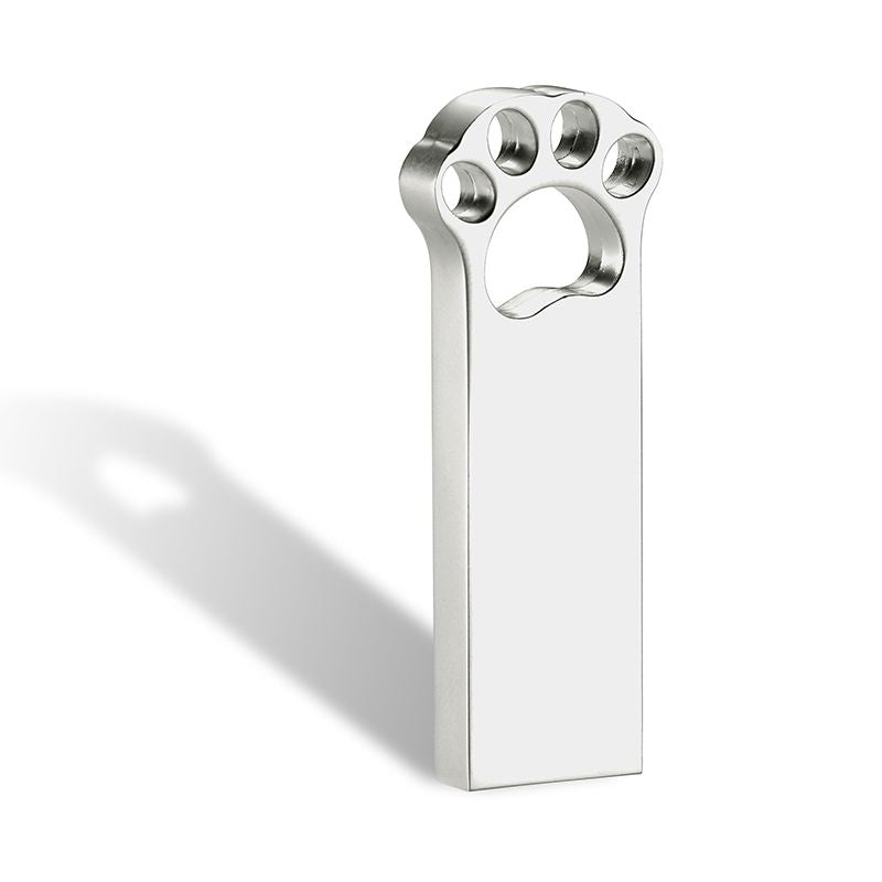 Lovely Bear Paw USB 2.0 Flash Drives 64GB Silver Memory Stick Creative Gift Metal Waterproof Pen Drive Black Pendrive