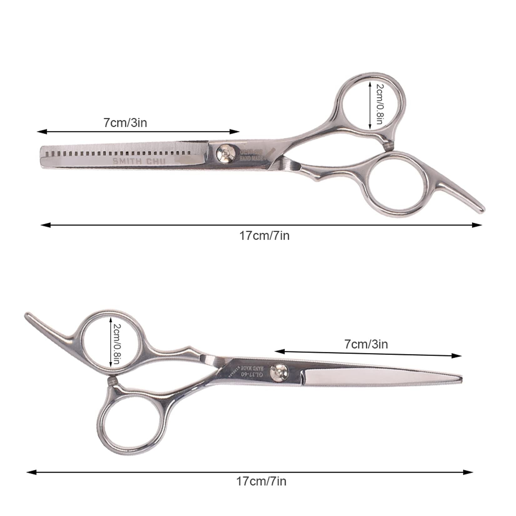 Hair Cutting Scissors Set, 6 Inch Hairdressing Thinning Shears for Hair Cutting for Women, Men, Kids - Silver