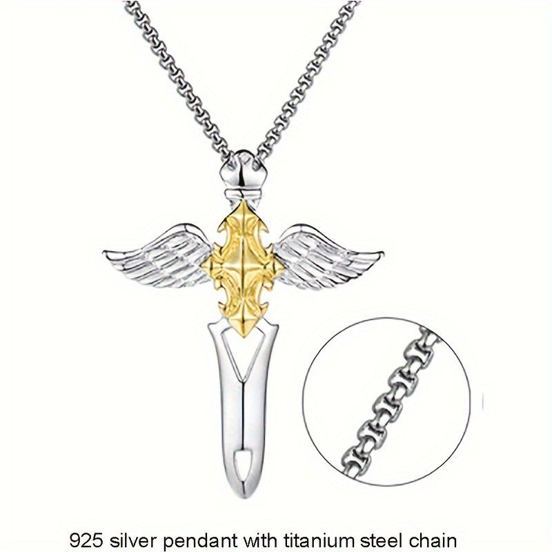 1pcs men's vintage necklace, angel necklace, 925 silver