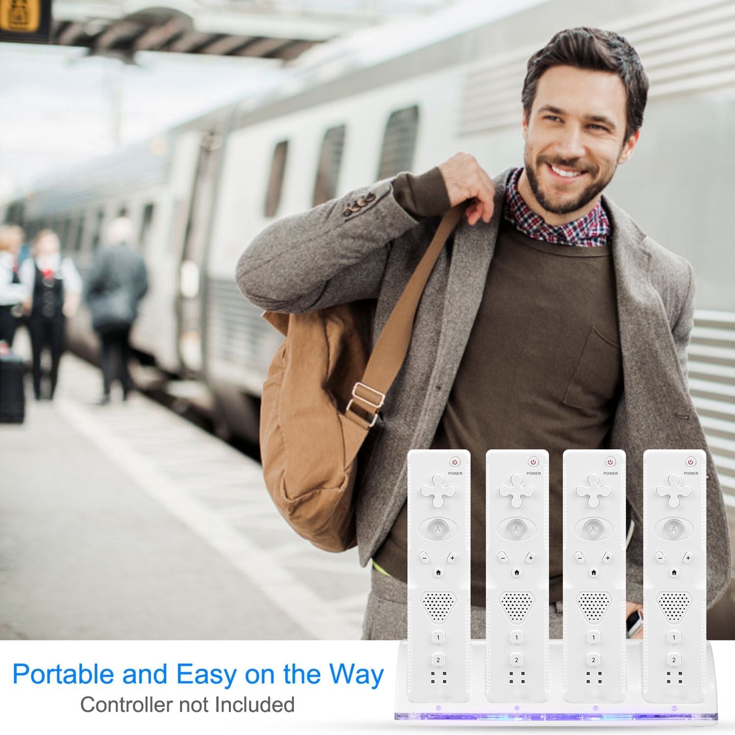 4 Remotes Charging Dock Game Controller Charger 2800mAh Rechargeable Battery Charging Stations w/ LED Indicator for Wii Nintendo