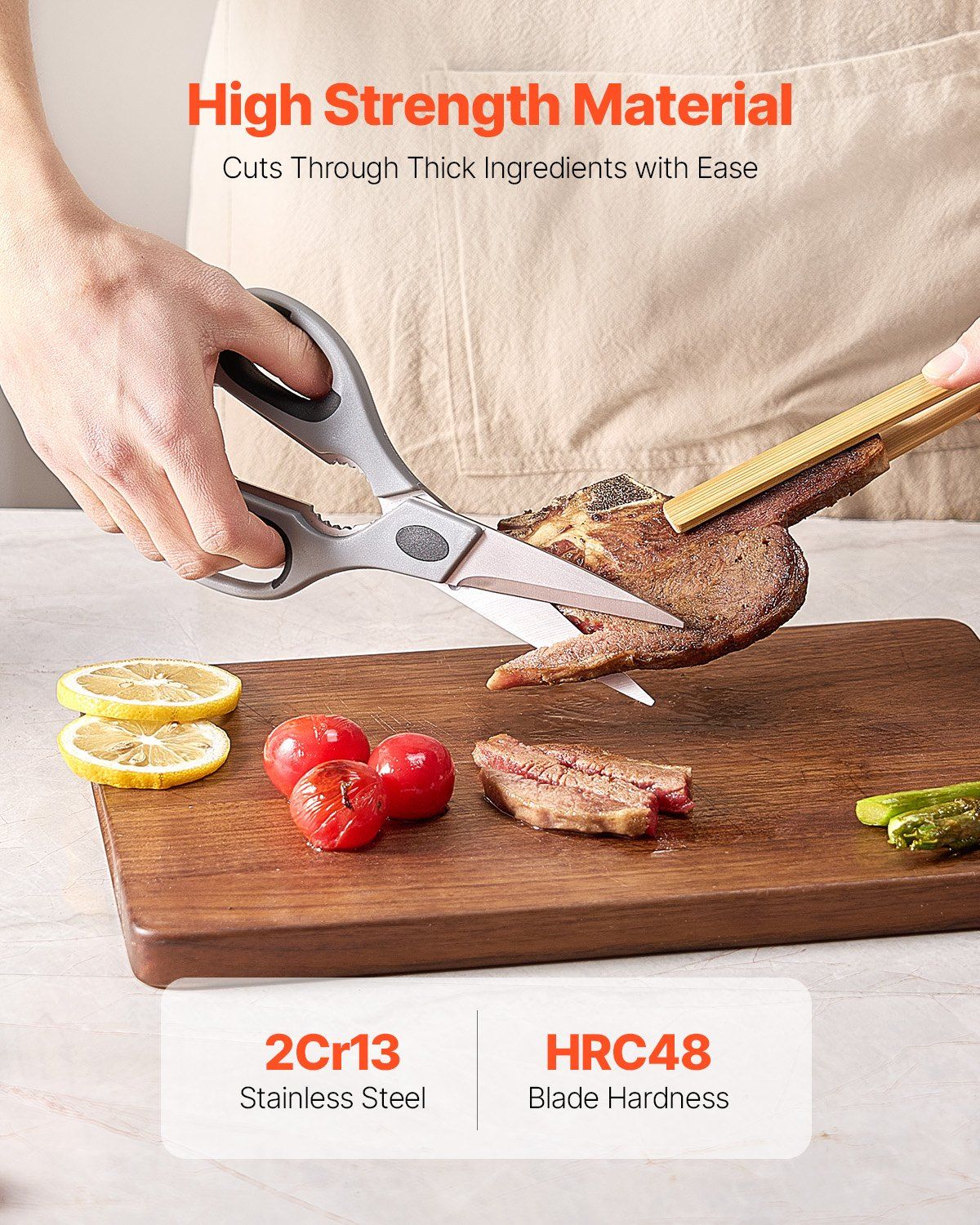 Kitchen Scissors Stainless Steel Kitchen Shears Protective Sheath Grey