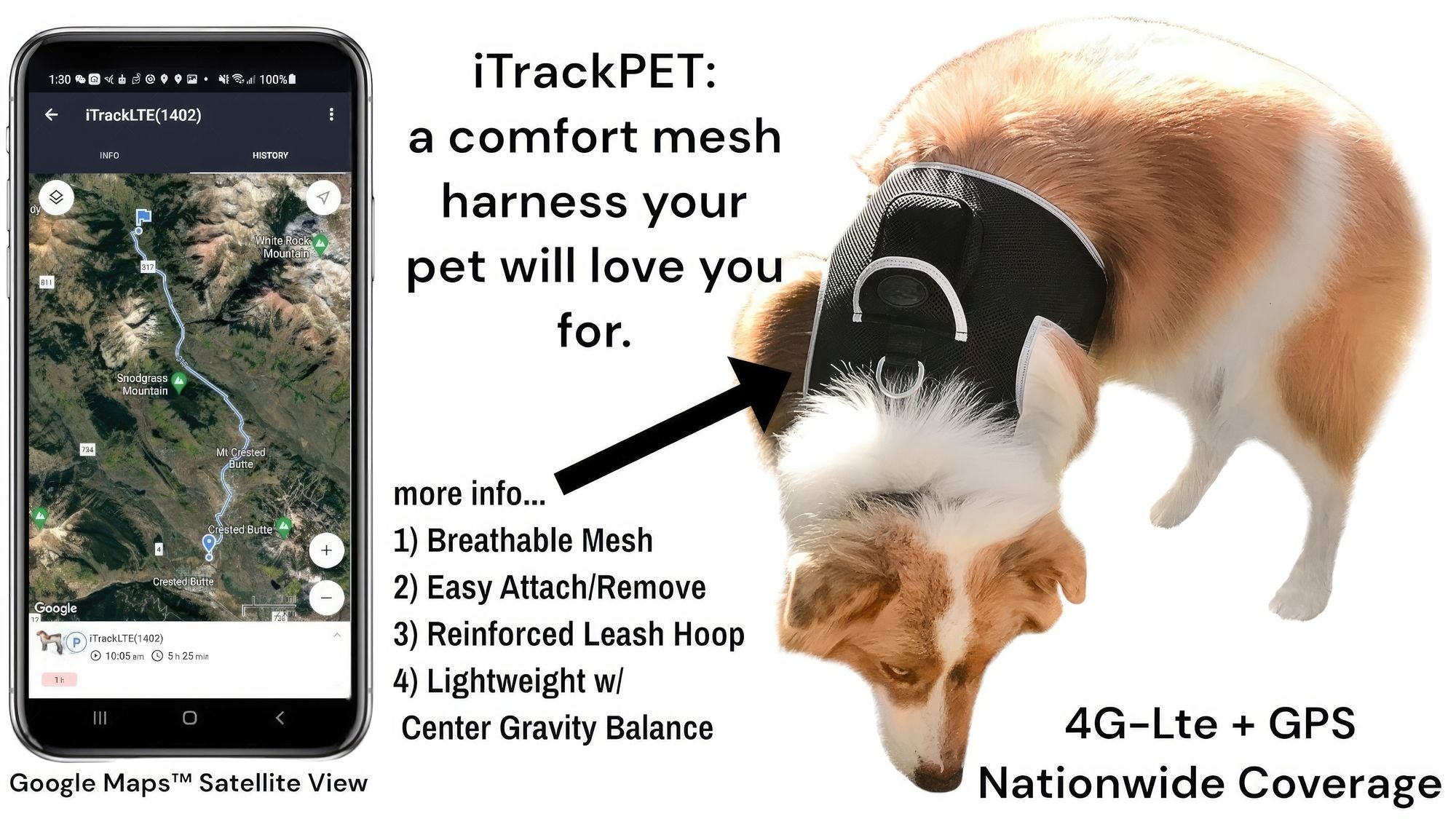 Collar Rechargeable Portable GPS Tracking Devices for Pets GSM Locator Size:XS