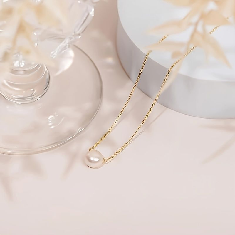 Lxalry Minimalist Bohemian Necklace with Freshwater Pearl Pendant, 18K Gold Plated Delicate Chain, Perfect for Women's Fashion Accessories, Ideal Gift for Birthdays, Anniversaries & Special Occasions