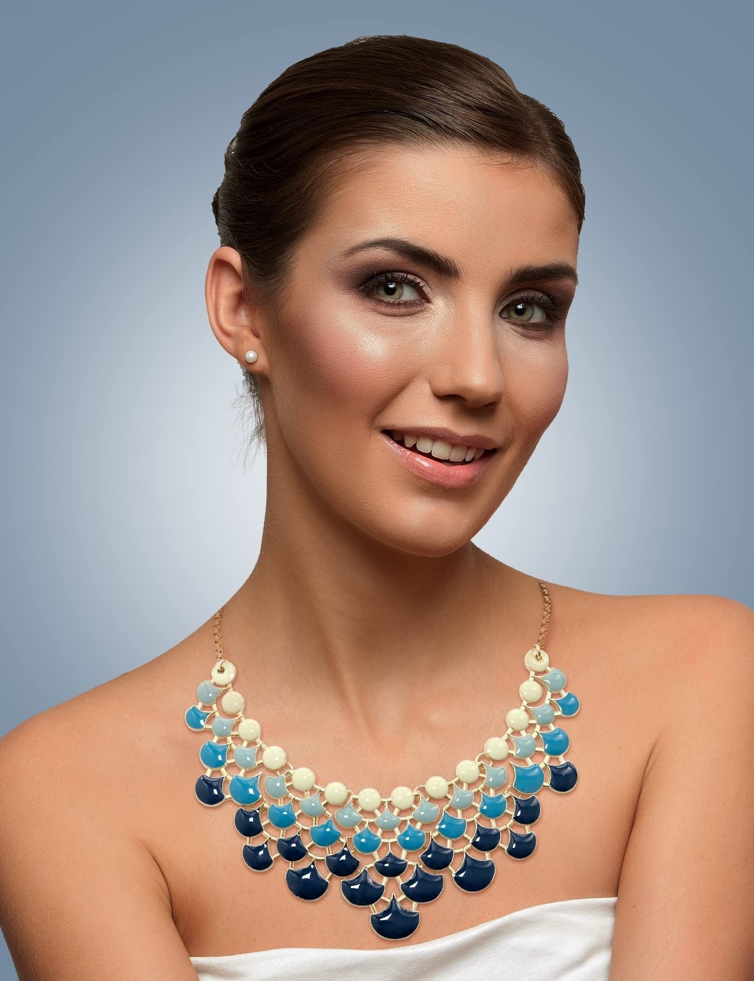 Jane Stone Fashion Statement Collar Necklace Vintage Openwork Bib Costume Jewelry