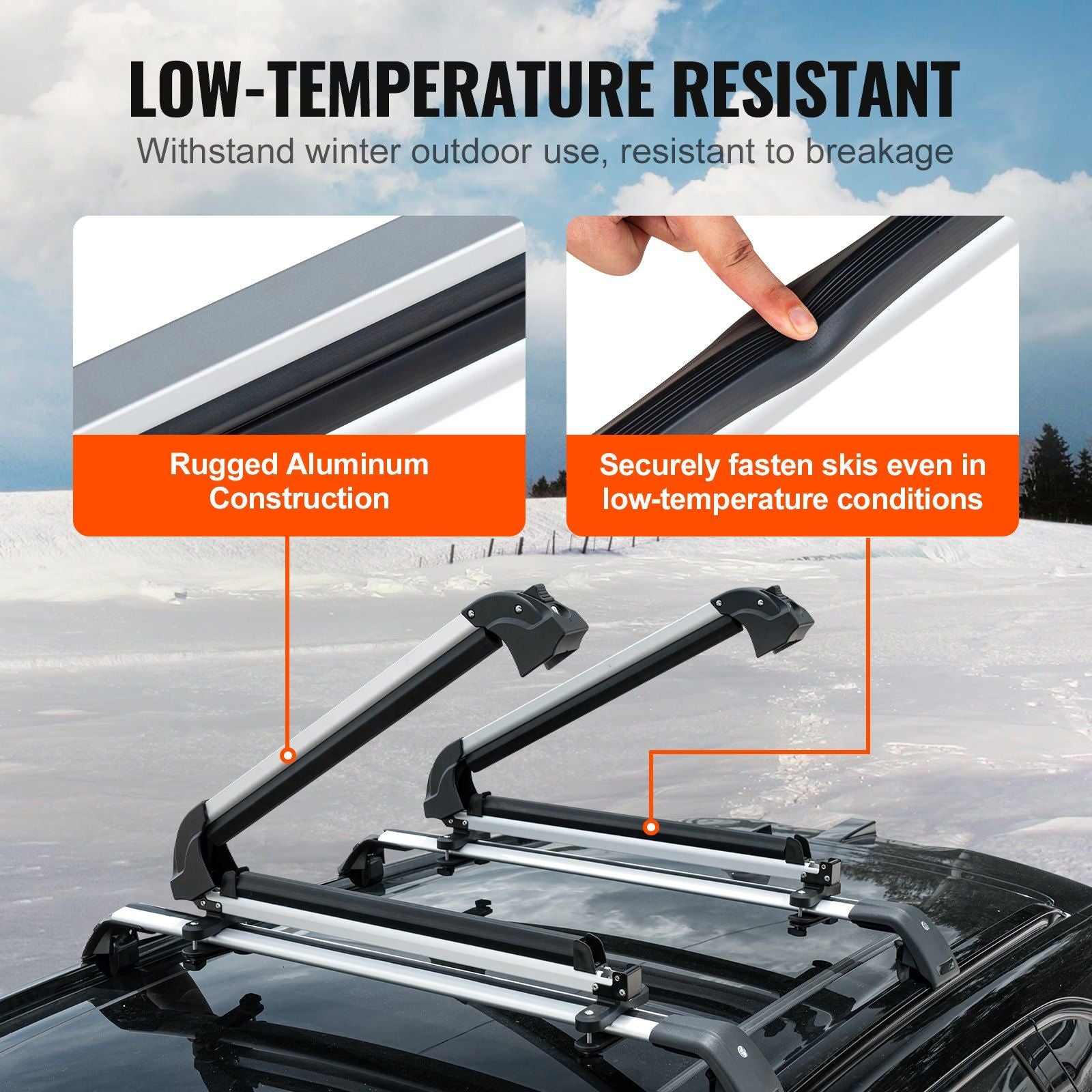 Ski Snowboard Roof Rack 31.7" Universal Ski Rack for Car Roof with Lock