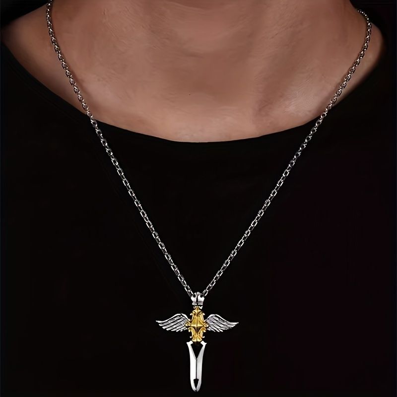 1pcs men's vintage necklace, angel necklace, 925 silver