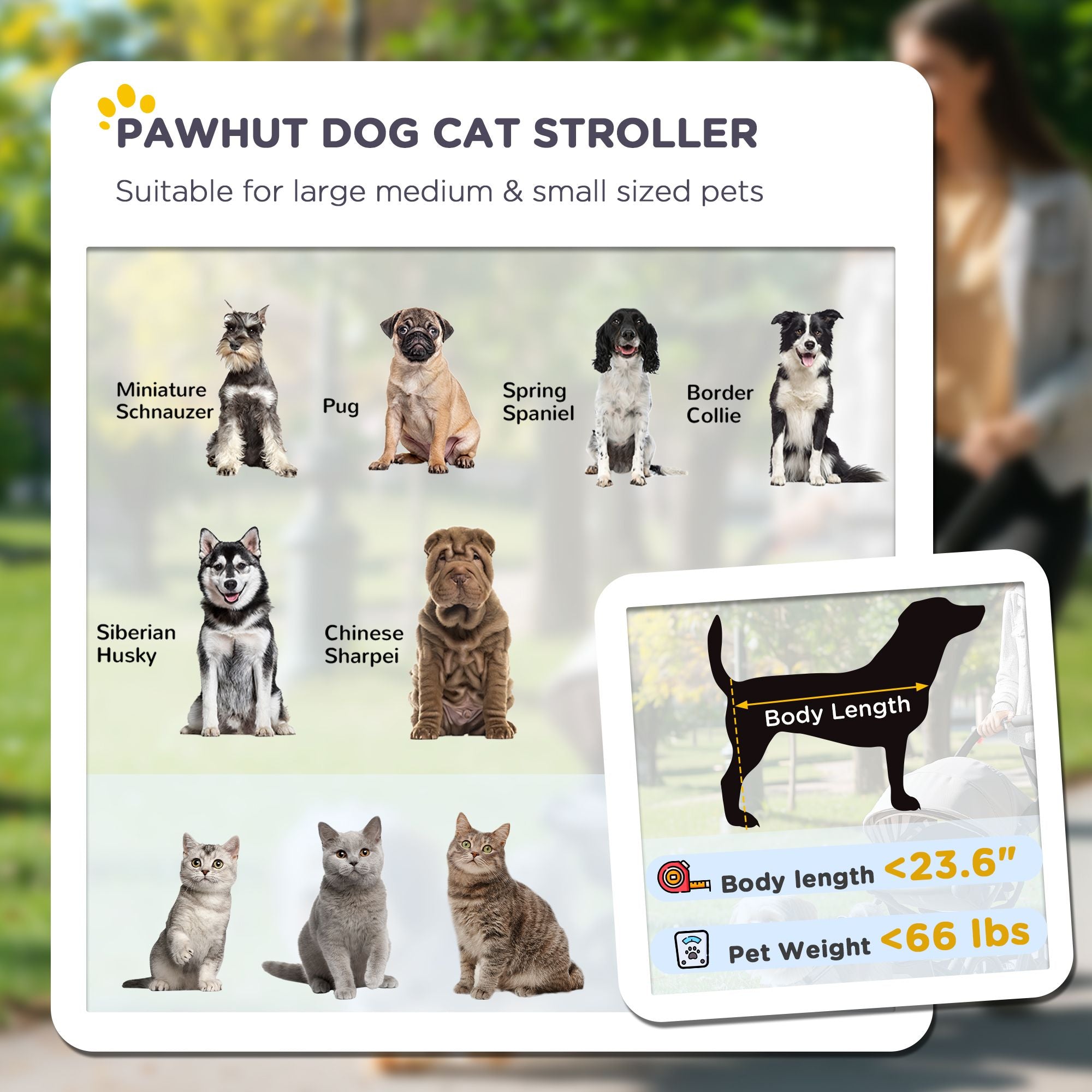 Pet Stroller Dog Cat Carriage One Click Fold with Universal Front Wheels Shock Absorber Brakes Storage Bags Mesh Window