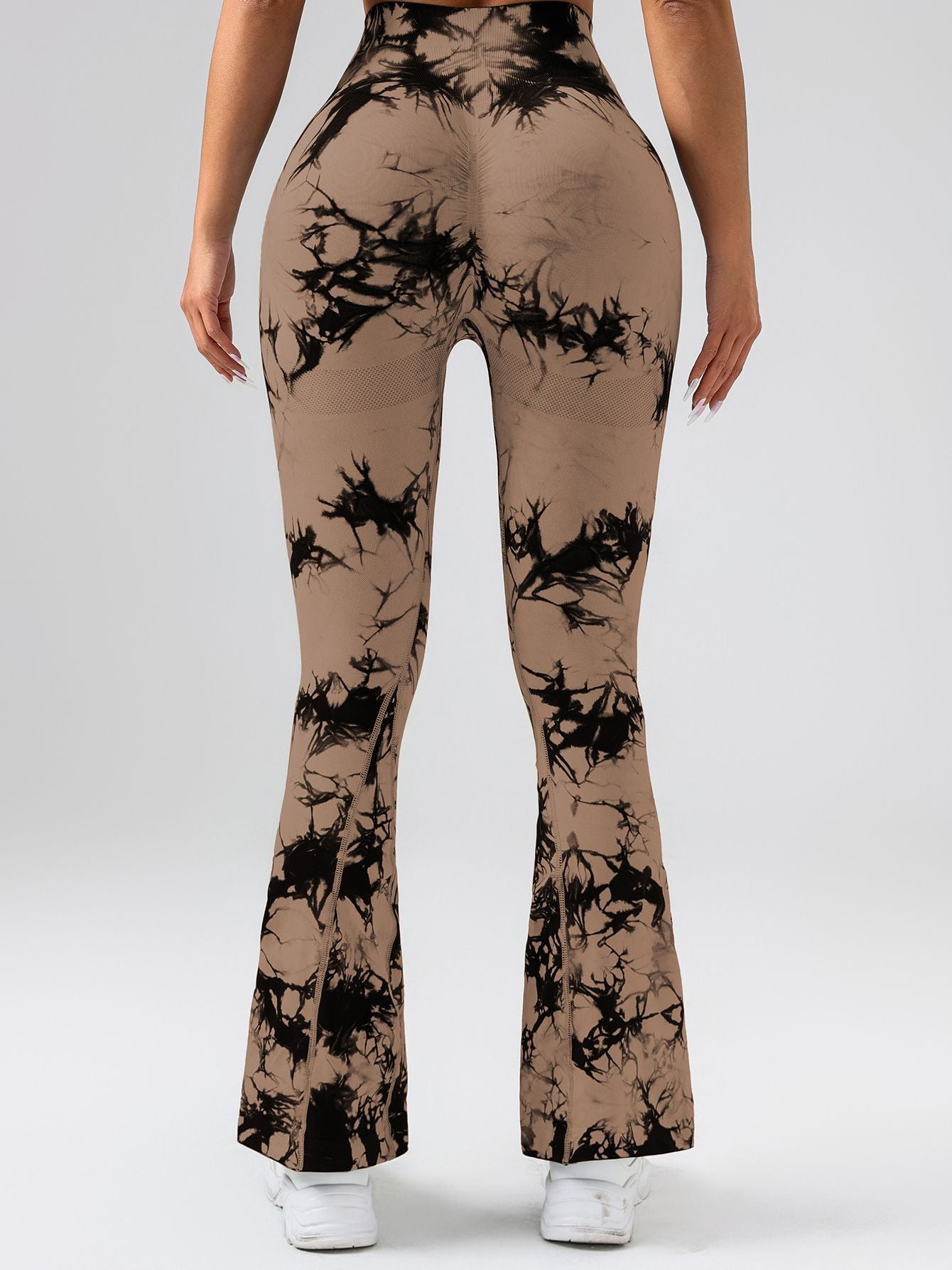 High-Waist Tummy Control Flare Yoga Pants For Women, Tie-Dye Stretch Slimming Bootcut Workout Pants, Fitness & Sports Activewear