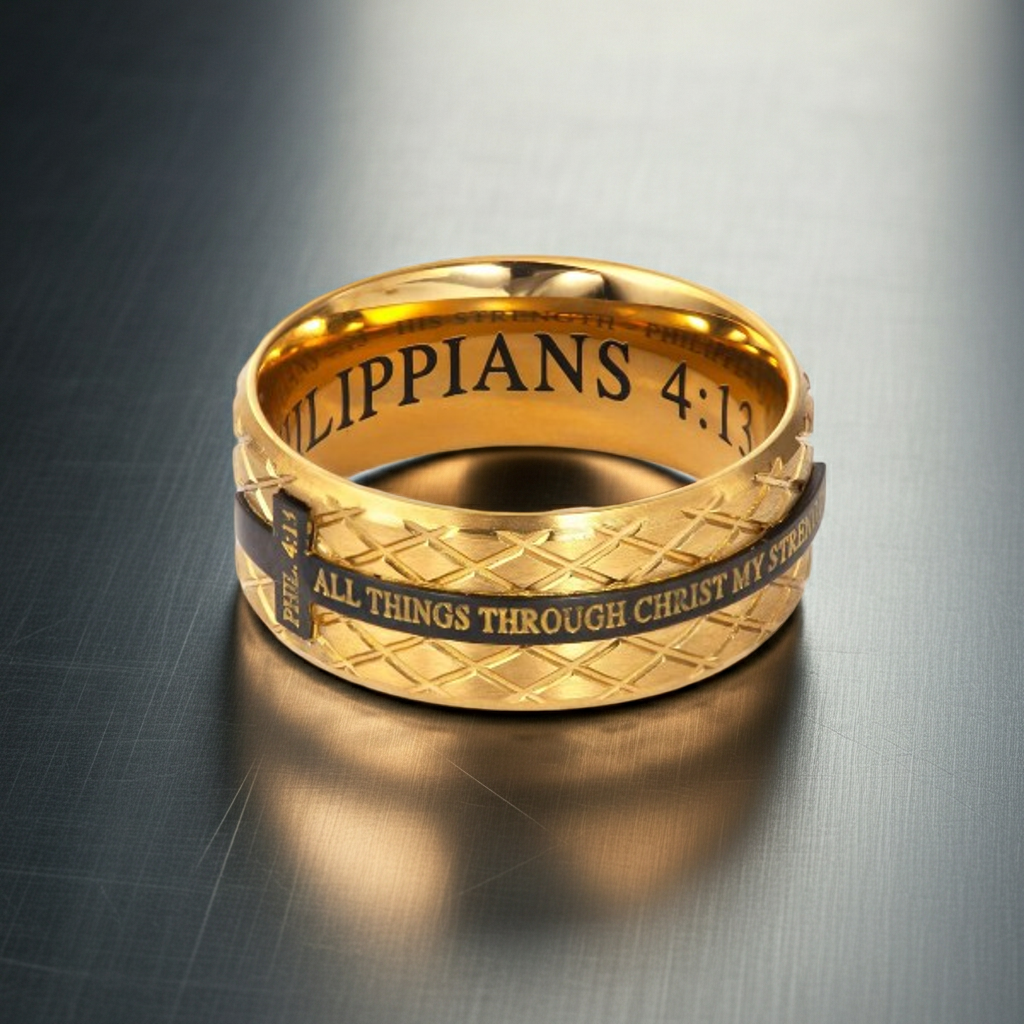 Gold Diamond Back Cross Ring