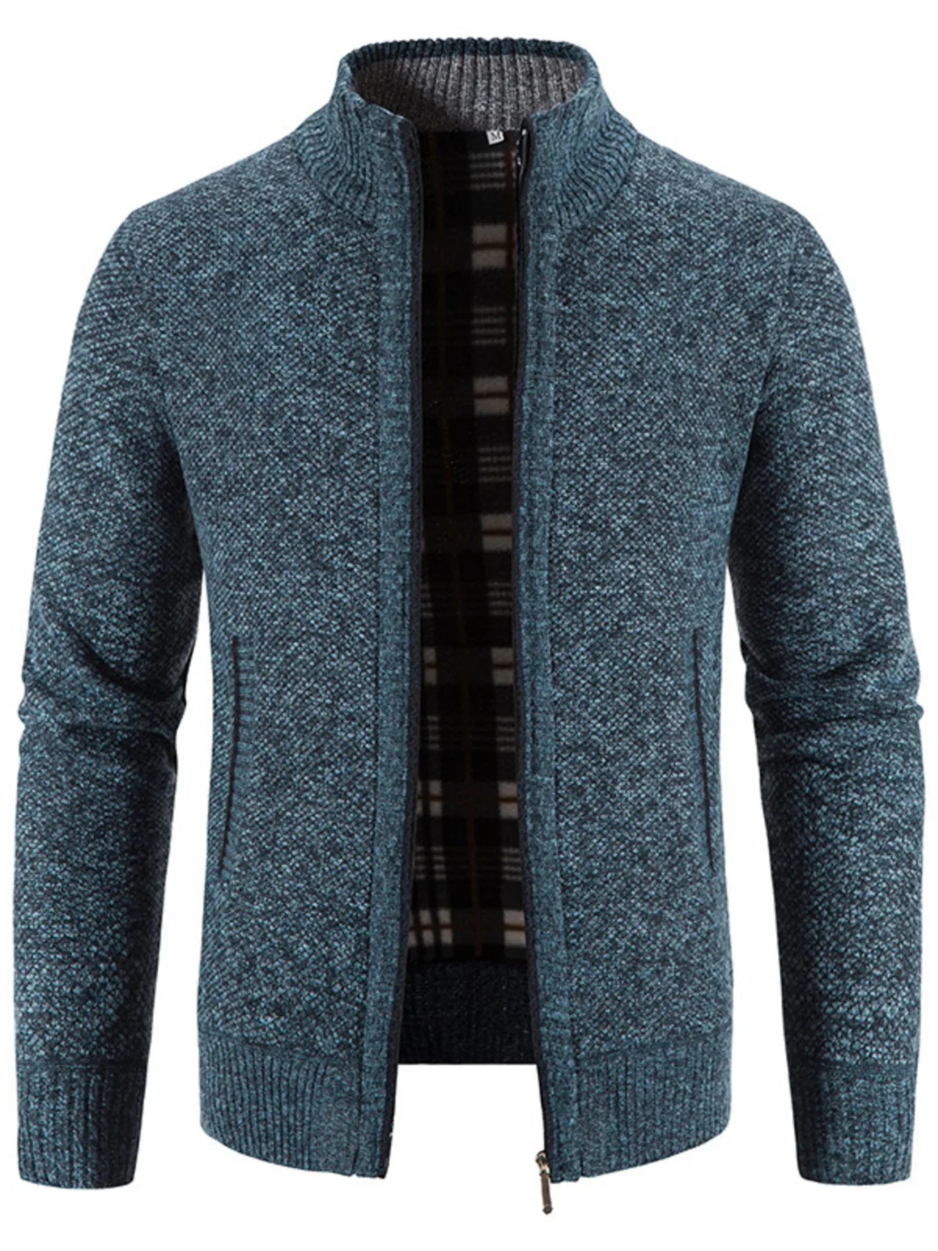 Men's Plus Size Zip-Up Long Sleeve Cardigan