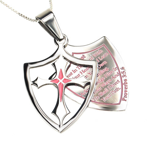 2 Piece Shield Cross Necklace