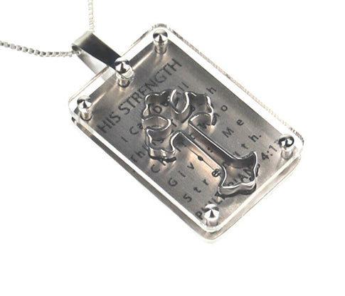 3D Shield Cross Necklace