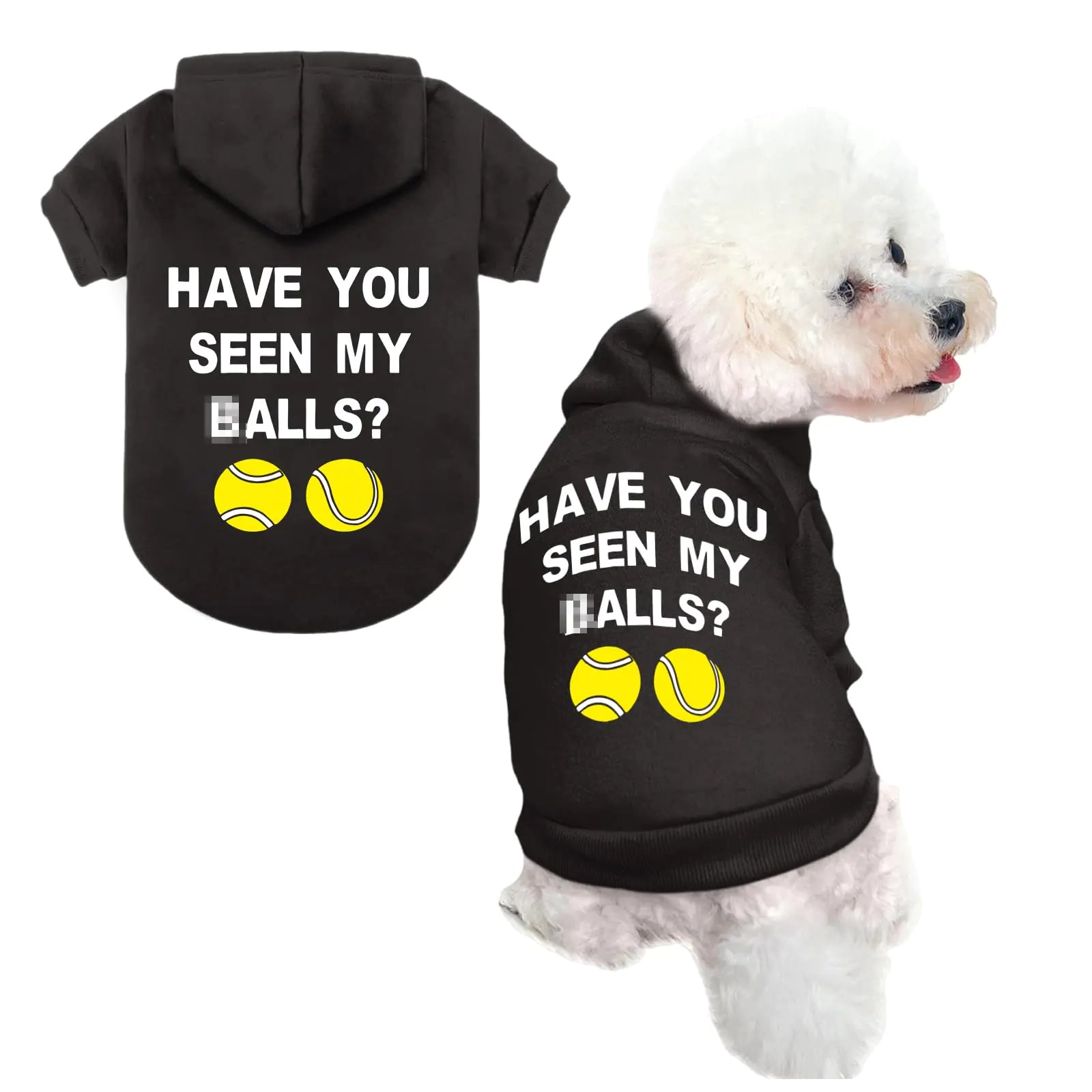 Lubpow Have You Seen My Balls Dog Cat Hoodie: Funny Puppy Dog Sweatshirts Letter Printed Pet Hoodies Puppies Apparel for Small Medium Pets Dogs(BlackS)
