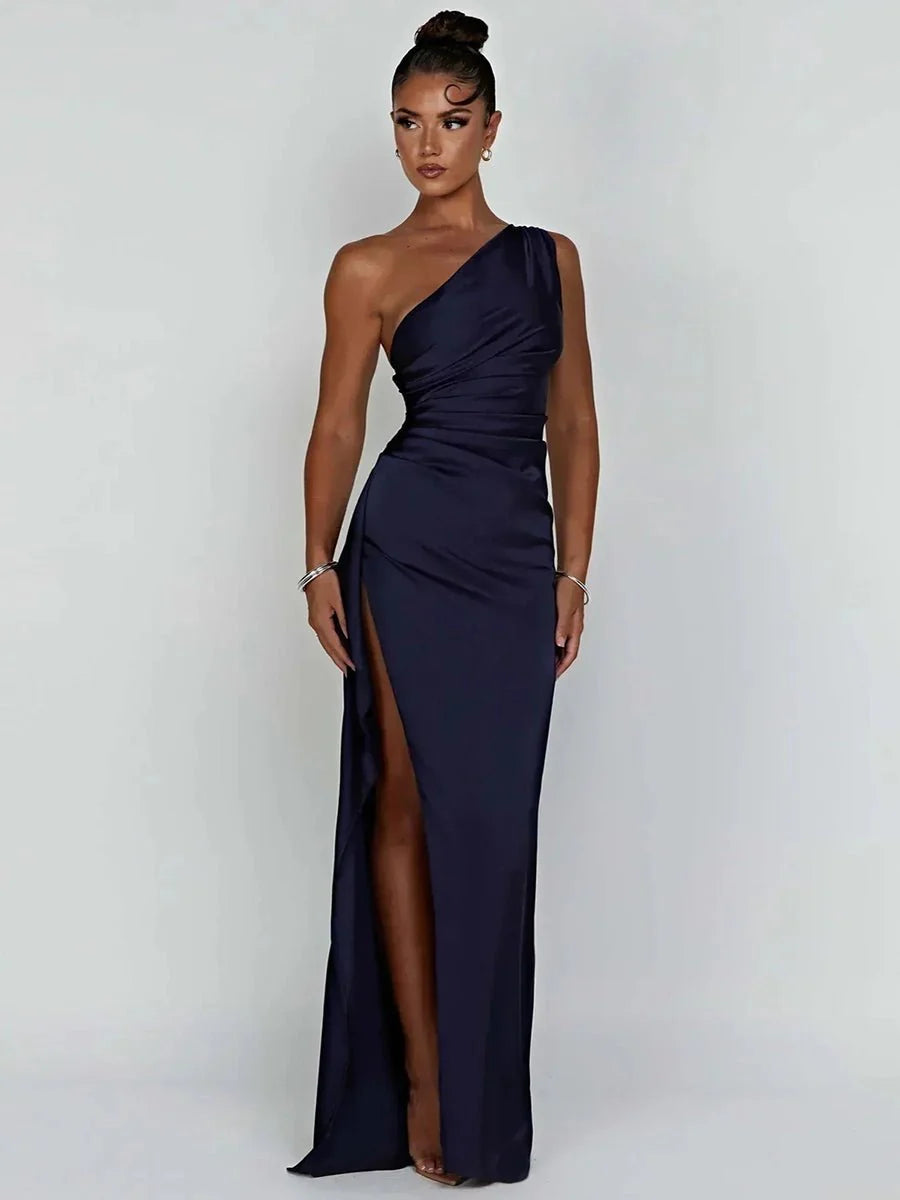 Manny One Shoulder Satin Maxi Dress