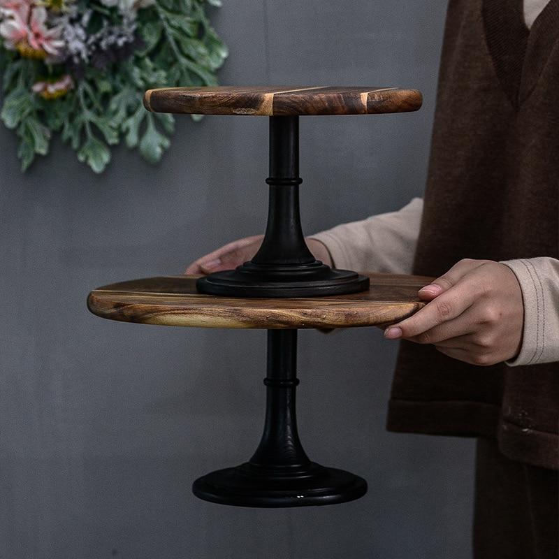 Tall European Wooden Cake Tray