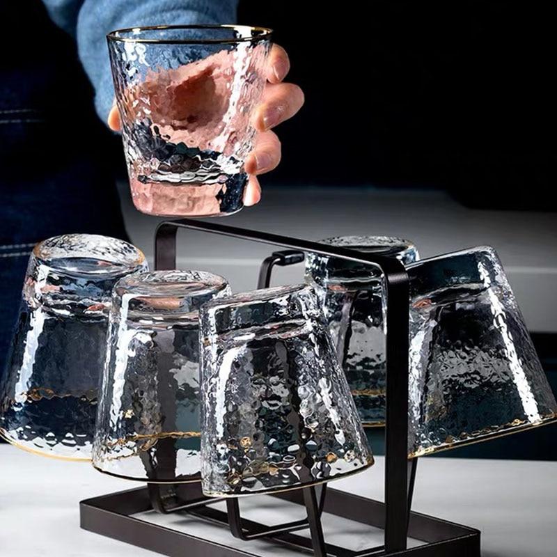 Golden Rim Clear Whiskey & Water Glass