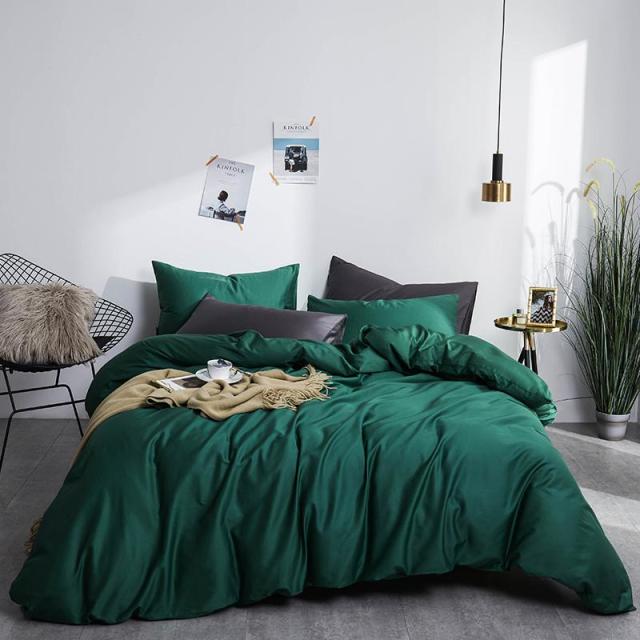 Green Grace Silk Duvet Cover Set (Premium Egyptian Cotton) 600TC