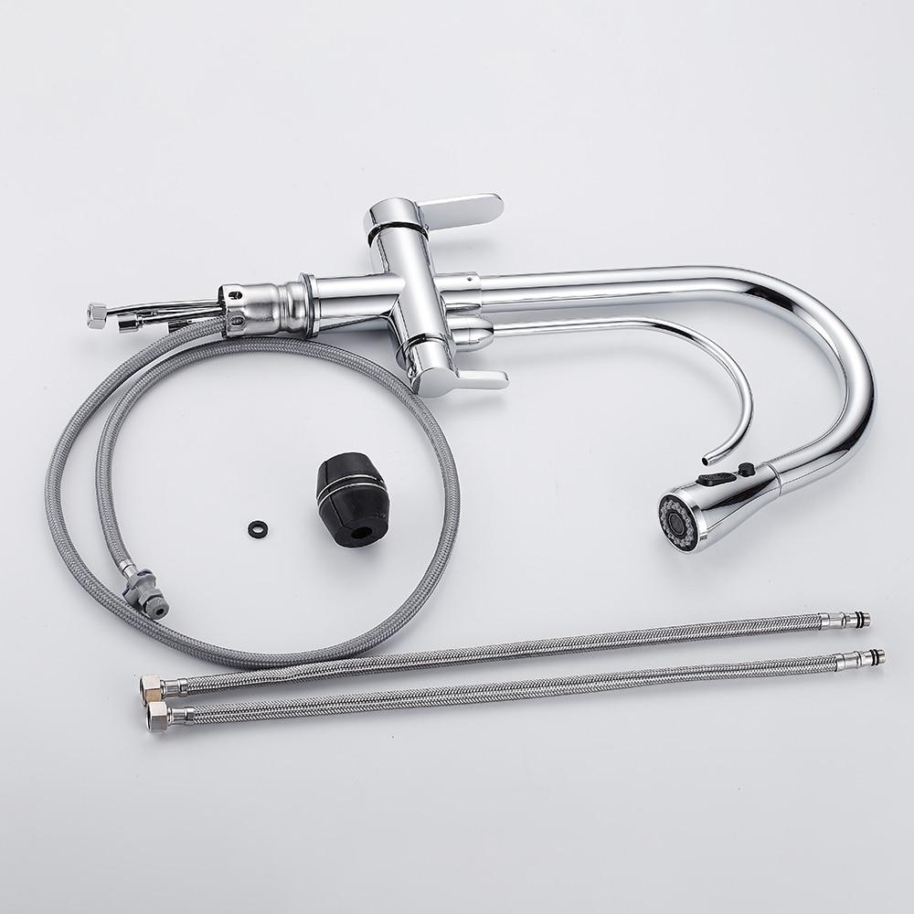 Werner Swivel Spout Pull-Down Single-Hole Dual Handle Kitchen Sink Faucet With Filter