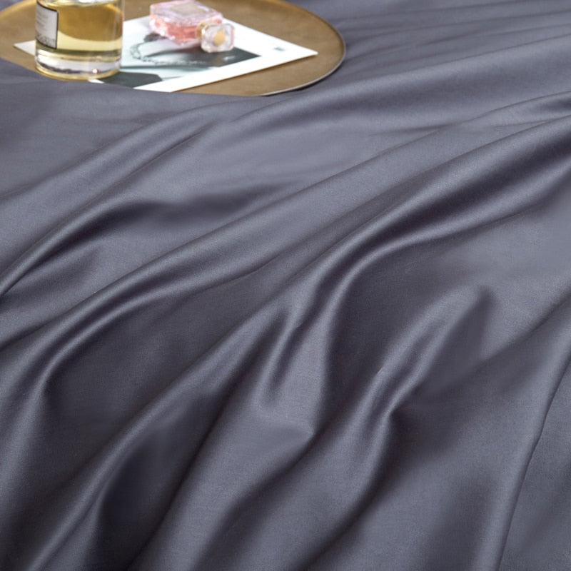Graphite Grace Silk Duvet Cover Set (Premium Egyptian Cotton) 600TC