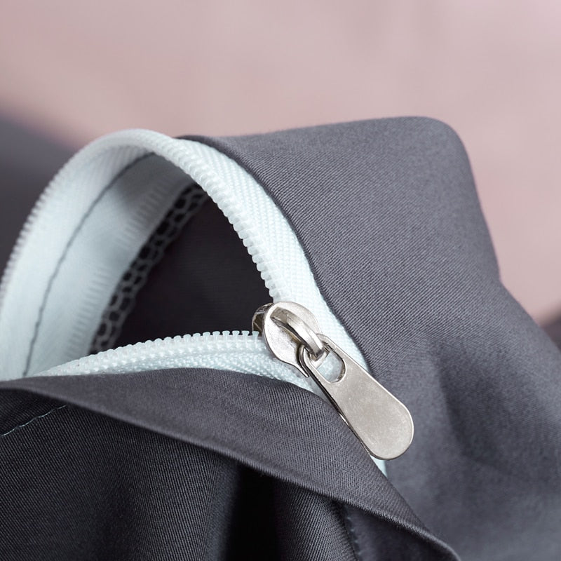 Graphite Grace Silk Duvet Cover Set (Premium Egyptian Cotton) 600TC