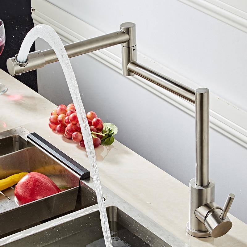 Edison Single-Hole Retractable Folding Kitchen Sink Faucet