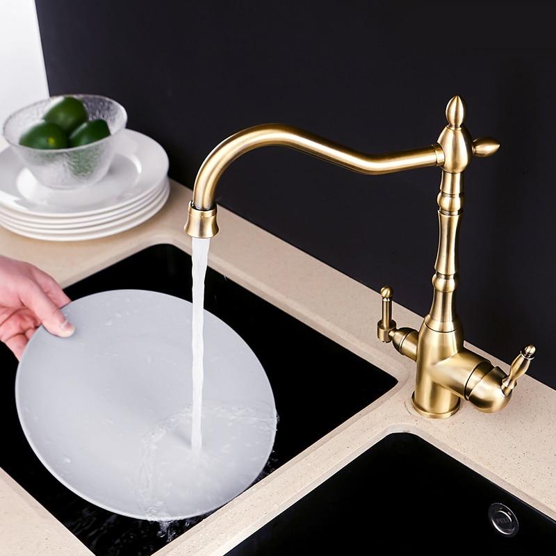 Galileo Galilei Swivel Spout Single-Hole Dual-Handle Kitchen Sink Faucet