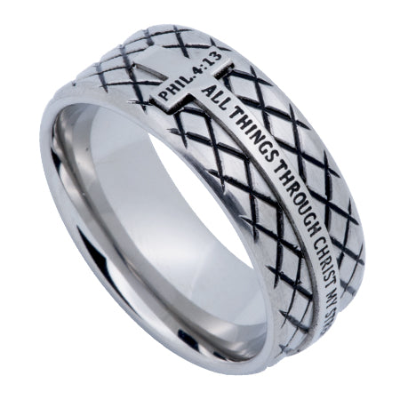 Silver Diamond Back Cross Ring