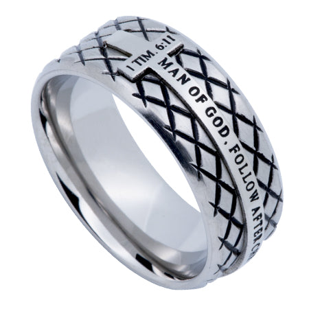 Silver Diamond Back Cross Ring