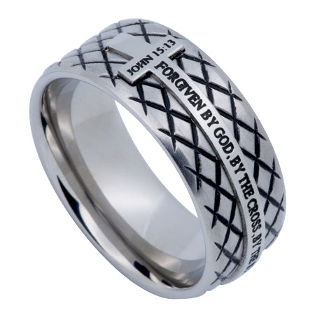 Silver Diamond Back Cross Ring
