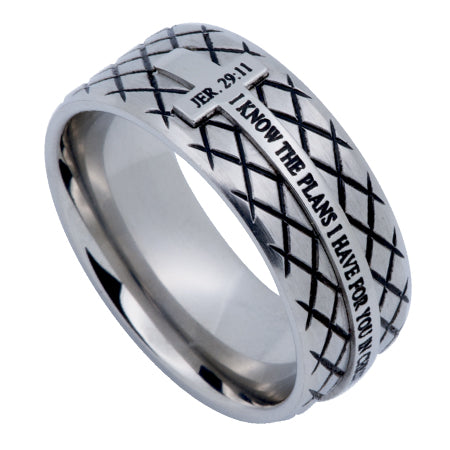 Silver Diamond Back Cross Ring