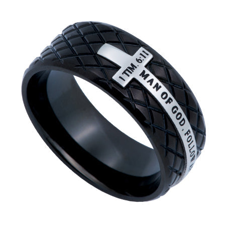 Black Diamond Back Cross Ring