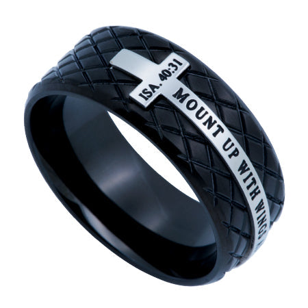 Black Diamond Back Cross Ring