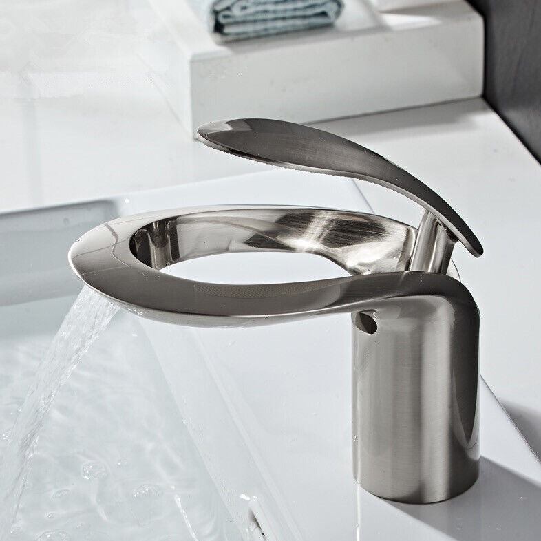 LunaMist Modern Single Handle Vessel Bathroom Faucet with Round Hollowing Design
