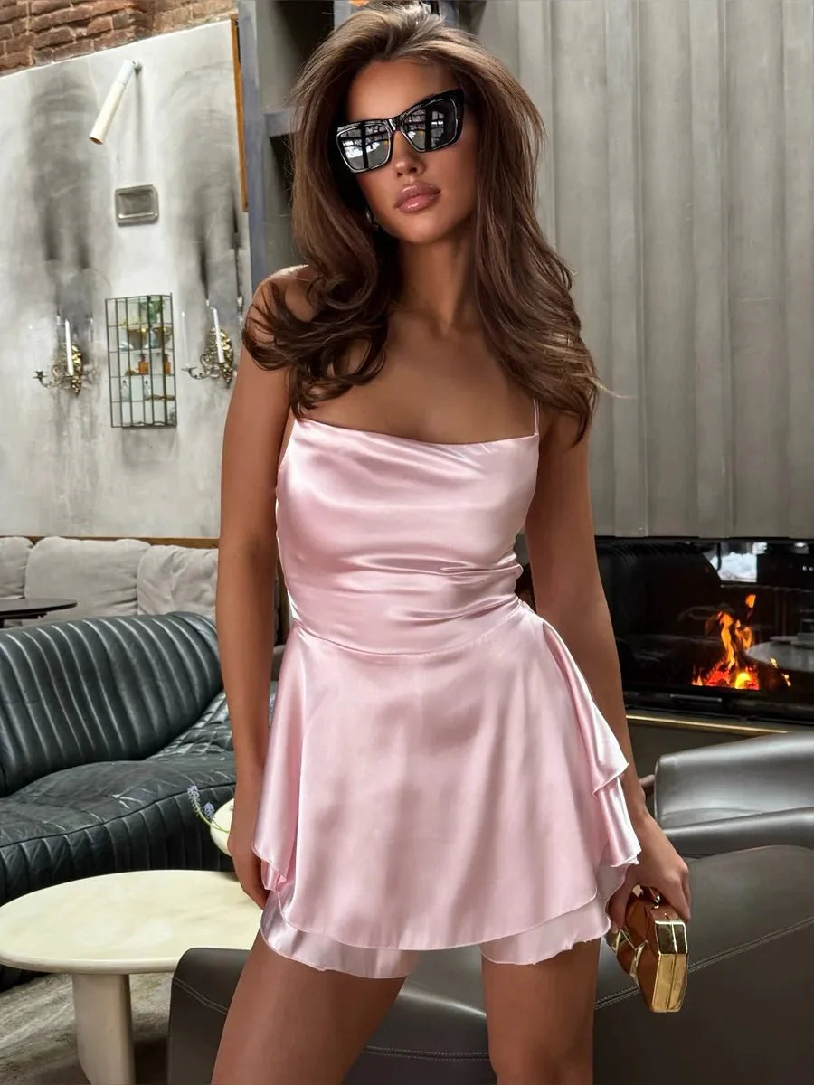 Sadao Lace Up A-Line Short Dress