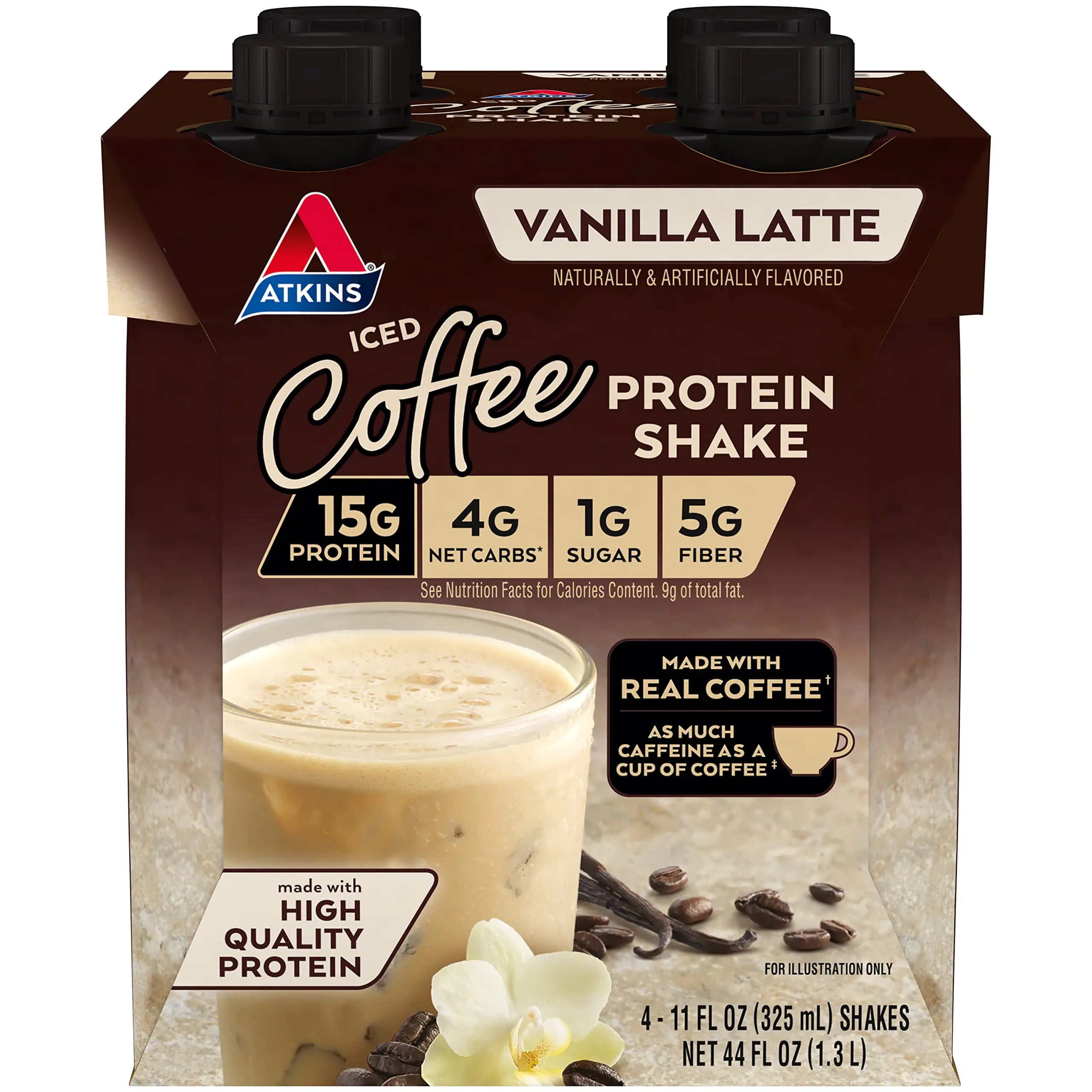 Iced Coffee Vanilla Latte Protein-Rich Shake Keto Friendly and Gluten Free. (4 Shakes)