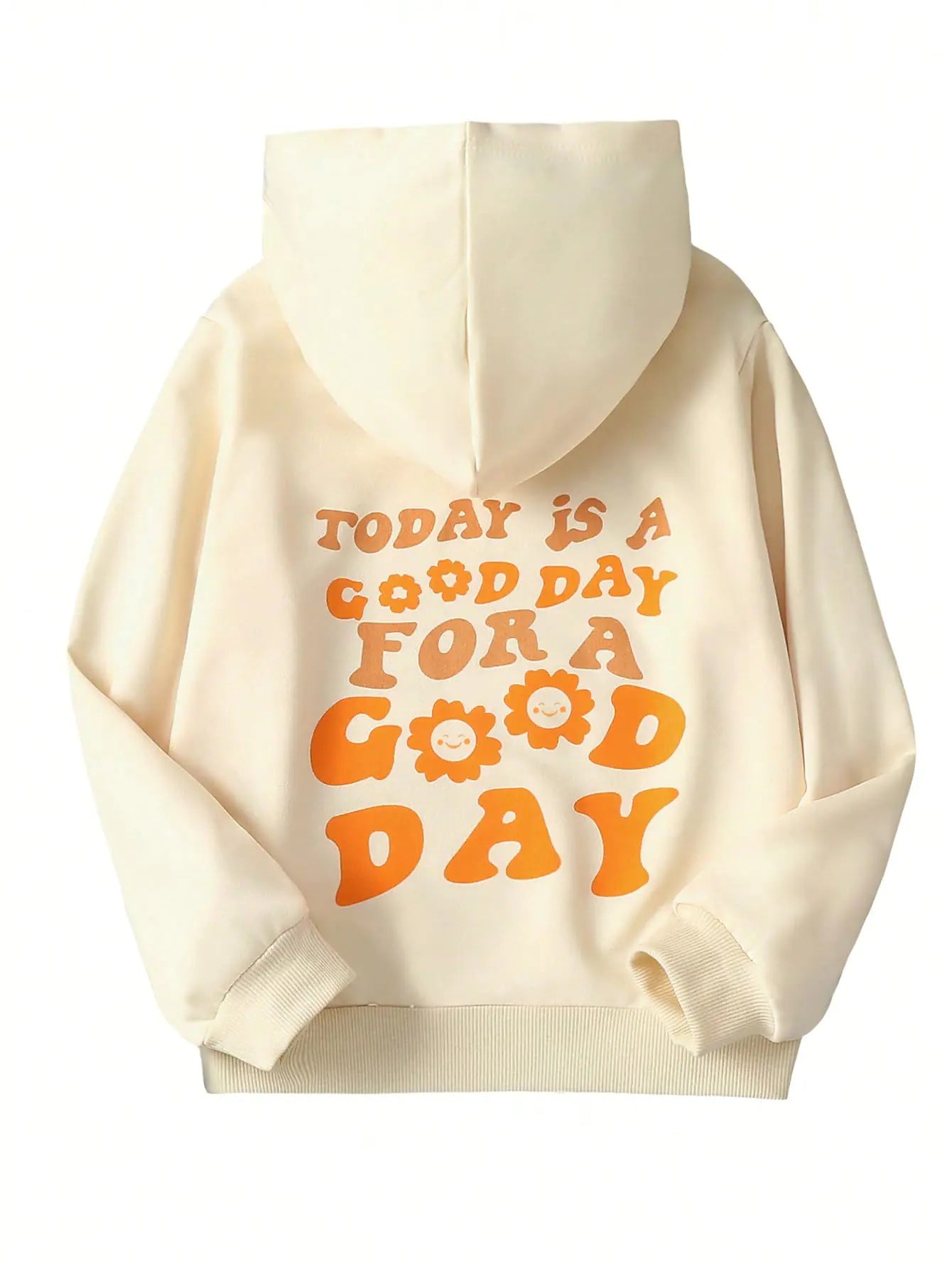 Girls Letter Graphic Preppy Hoodies Long Sleeve Cute Sweatshirt Pullover Tops Beige 9Y