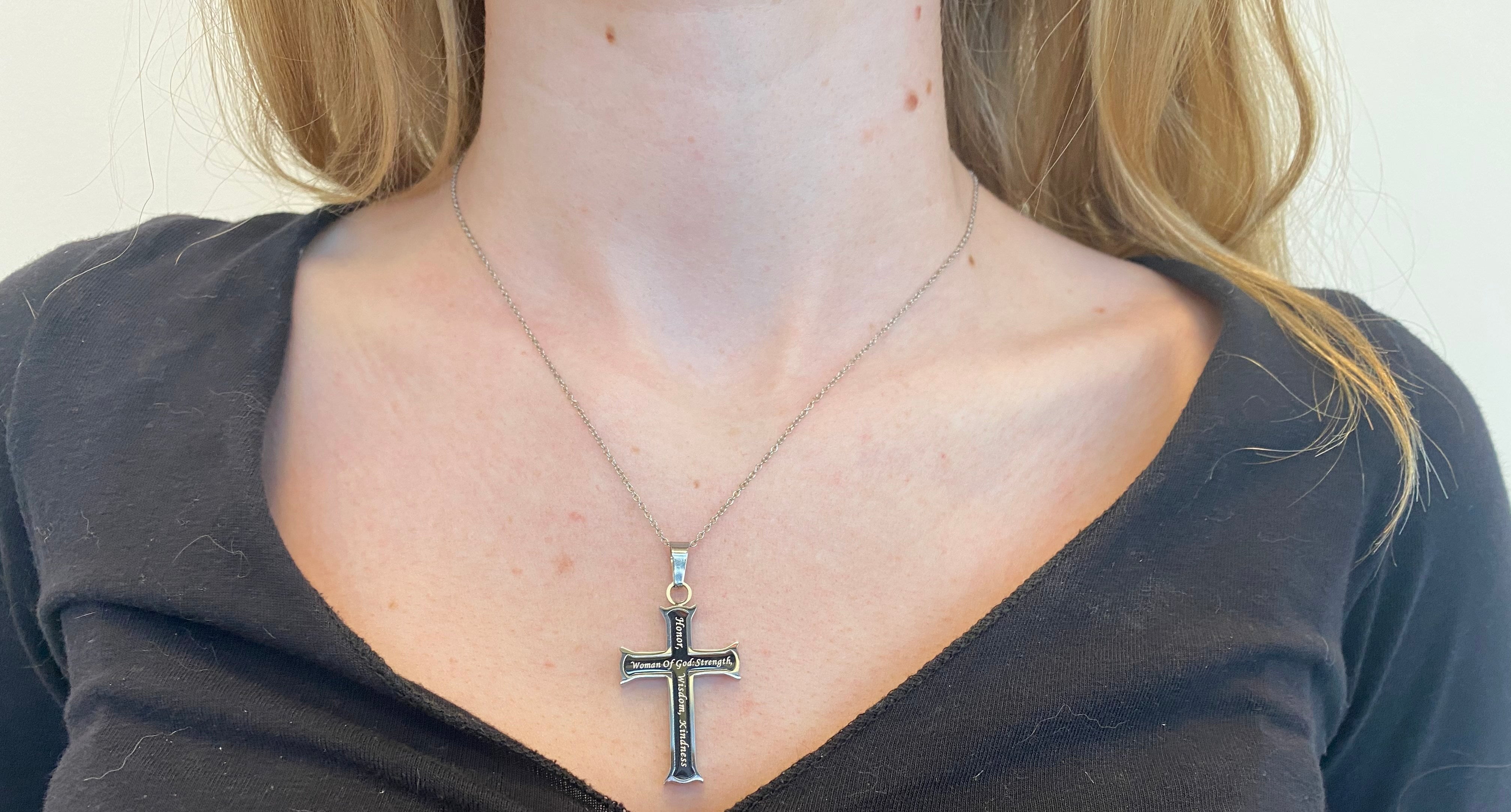 Black Mini Cross Necklace