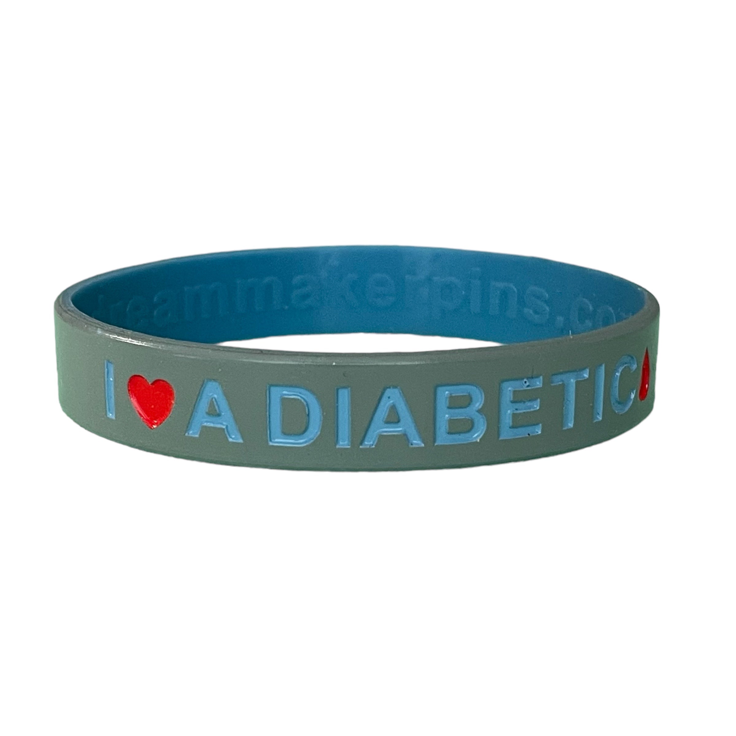 "I Love a Diabetic" Silicone Wristband with Drop of Blood