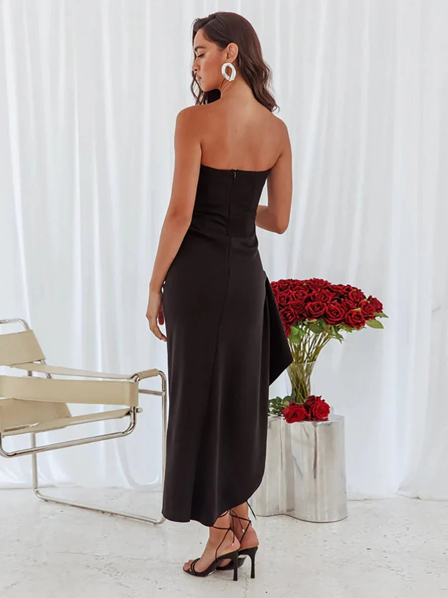 Yaser Strapless Split Long Dress